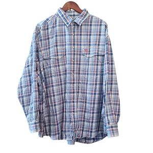 Ariat FR Work Shirt Mens 3XL Flannel Plaid Flame Resistant Distressed Work Wear